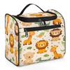Adornori Safari Animals Travel Toiletry Bag for Men and Women, Large Hanging Makeup Bag Organizer Toiletries Bag for Travel, Giraffe Lion Crocodile Cosmetic Bag with Handle view 1