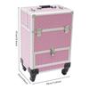 XDMINGY Mobile Hair Station for Tools Storage Professional Makeup Trolley Aluminum Cosmetic Train Case with Drawers 4 Wheel Hairdressing Suitcase(Pink) view 2