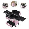 XDMINGY Mobile Hair Station for Tools Storage Professional Makeup Trolley Aluminum Cosmetic Train Case with Drawers 4 Wheel Hairdressing Suitcase(Pink) view 3