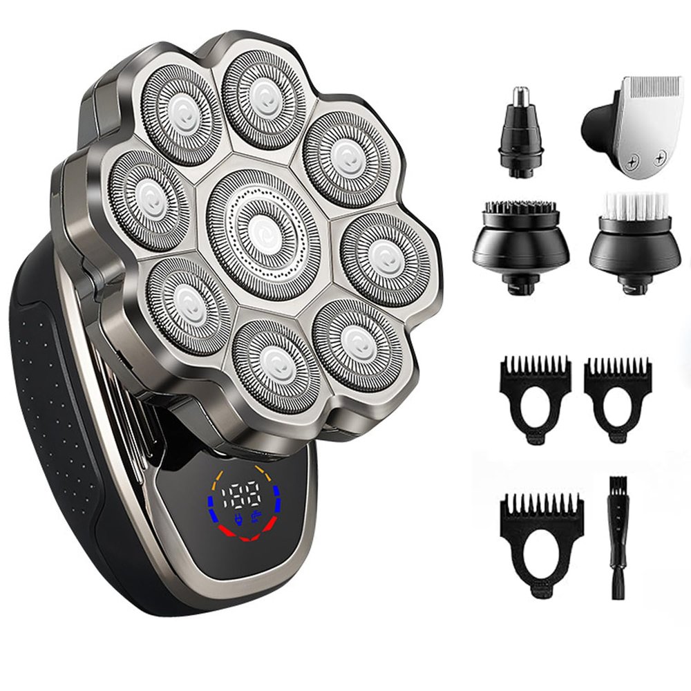 9D Electric Razor for Men Head Shavers for Bald Men 5-in-1 Electric Razors with Wet & Dry Bald Head Shaver 9D Floating Head Shaver