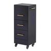 XDMINGY Mobile Hair Station for Tools Storage Salon Storage Cart Rolling Barber Trolley Barber Shop Tool Cabinet with 3 Drawers Hair Dryer Holder(Black) view 1
