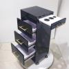 XDMINGY Mobile Hair Station for Tools Storage Salon Storage Cart Rolling Barber Trolley Barber Shop Tool Cabinet with 3 Drawers Hair Dryer Holder(Black) view 3