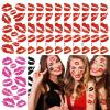 156Pcs Red Lip Kiss Tattoos Temporary - 12Sheets Pink Black Lip Prints Temporary Tattoos for Face Body Waterproof Bright Color Kisses Sticker view 1