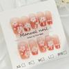 BQZQPAMZ Pink Glossy Press on Nails Medium Coffin With Pearl Design 3D Flower Square Fake Nails Summer Floral Press on Nails Full Cover Acrylic Nails for Women DIY Spring Nail Art Supplies view 1