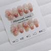 BQZQPAMZ Pink Glossy Press on Nails Medium Coffin With Pearl Design 3D Flower Square Fake Nails Summer Floral Press on Nails Full Cover Acrylic Nails for Women DIY Spring Nail Art Supplies view 2