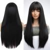 Twigoal Straight Wigs with Bangs Human Hair Wigs for Black Women Wigs Brazilian Virgin Hair Glueless Wig Natural Color40inch view 2