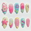 BQZQPAMZ 24pcs Flower Press on Nails Almond Shape Starfish Medium Fake Nails Marine Life Press on Nails Summer Ocean Beach Full Cover Acrylic Nails for Women Nail Art Supplies view 1