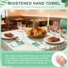 Moist Towelettes, Disposable Pre Moistened Towels Individually Wrapped, Soft Portable Face & Body Wet Towels for Travel Hotel Sport Camping Spa 9.8 x 9.8 inch, Mint & Eucalyptus Leaf (100 Pack) view 4