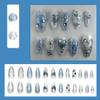BQZQPAMZ 24pcs Blue Press on Nails Short Almond Shape With 3d Pearls Silver Bow False Nails Summer Reusable Acrylic Nails for Women DIY Spring Heart-Shaped Bow Line Nail Art Supplies view 2