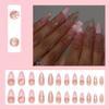 24pcs Pink French Tip Press On Nails With Rhinestones 3D Bow Medium Almond Fake Nails Star Design False Nails Full Coverage Acrylic Artificial Fingernails Women DIY Spring Summer Pink Manicure view 2