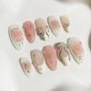 BQZQPAMZ Bowknot Press on Nails Almond White French Tip Press on Nails Medium Length Pink Fake Nails Full Cover Acrylic Nails for Women DIY Summer Manicure Decoration Supplies view 1