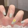 BQZQPAMZ Green Gradient Long Almond Fake Nails Yellow Flower Press On Nails Almond Glossy Floral Design Acrylic Nails for Women DIY Spring Manicure Decoration Supplies-10pcs view 1