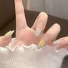 BQZQPAMZ Green Gradient Long Almond Fake Nails Yellow Flower Press On Nails Almond Glossy Floral Design Acrylic Nails for Women DIY Spring Manicure Decoration Supplies-10pcs view 2