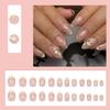 24pcs Flower Almond Shaped Fake Nails Glitter Gold Edge French Tip Press on Nails White Floral Fake Nails with Gold Edge Full Cover Acrylic Nails Women DIY Spring Manicure view 2