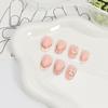 24pcs Flower Almond Shaped Fake Nails Glitter Gold Edge French Tip Press on Nails White Floral Fake Nails with Gold Edge Full Cover Acrylic Nails Women DIY Spring Manicure view 3