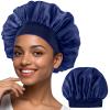 WLLHYF Silk Bonnet for Men, Satin Bonnet Elastic Band Silk Sleep Cap Black Soft Hair Cap Hair Wrap Large Bonnets for Women view 1