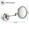 10X Magnification Wall Mounted Mirrors Makeup Shaving Mirror USB Rechargeable Led Lighted Bathroom Mirror for Hotel Vanity with Adjustable Extendable Square 8 Inch, Makeup and Shaving view 2