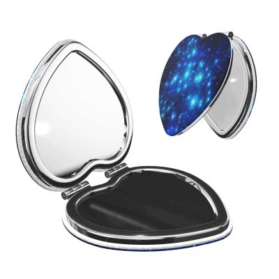 FHEDVBN Compact Mirror for Purse, 1X/2X Magnifying Mirror for Women Men Blue Shining Stars Makeup Mirror 2-Sided Handheld Folding Mirror Portable Travel Mirror Mini Vanity Mirror