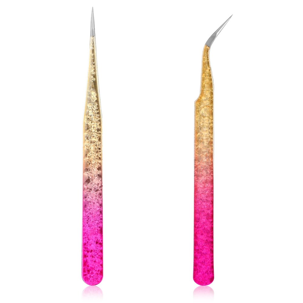 2PCS Rhinestone Sticker Tweezers Rhinestone Nail Art Tweezers,2PCS Nail Tweezer for Nails Art Stainless Steel Straight and Curved Pointed Tweezer for Stickers Crafts Jewel Gem Picker