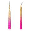 2PCS Rhinestone Sticker Tweezers Rhinestone Nail Art Tweezers,2PCS Nail Tweezer for Nails Art Stainless Steel Straight and Curved Pointed Tweezer for Stickers Crafts Jewel Gem Picker view 1