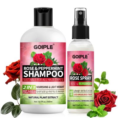 2-in-1 Shampoo & Conditioner for All Types of Dreadlocks and Hairstyles Shine & Lightweight - Rose Water for Hair Loc Spray Moisturizing Refreshing for, Dreads, Locks- Rose Water Shampoo & Spray Set