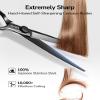 ULG Hair Cutting Kit 8 Pcs, 7 Inch Hairdressing Scissors Set with Thinning Scissor, Texturizing Razor, Comb, Clips for Home Haircuts - Black Stainless Steel view 2