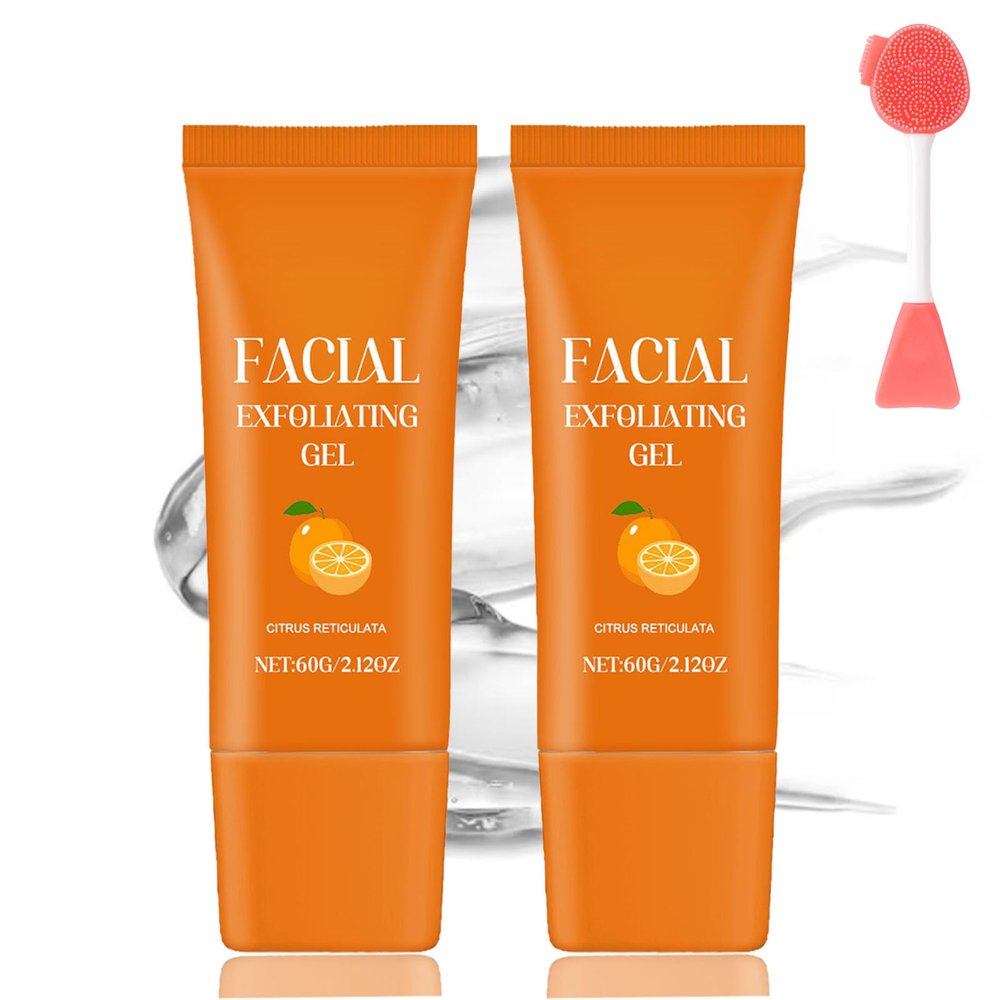 Facial Exfoliating Gel, Orange Exfoliating Gel for Face, Deep Cleansing Exfoliating Scrub Face Skin (2 Pcs)