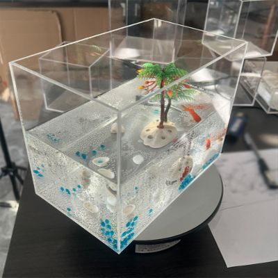 Acrylic Organizer Box - Multi-Purpose Display Case for Jewelry, Collectibles, Makeup, Multi-Level Underwater Photo Prop Box for Product Shooting(12x12x12cm/4.7x4.7x4.7in)