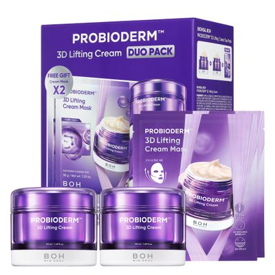BIOHEAL BOH PROBIODERM 3D Lifting Cream Double Set + Cream Masks | Korean Anti-Aging Face Cream for Wrinkles & Skin Firming | Peptide Face Mask for Jawline Lift | Skincare Gift Set for Women & Men