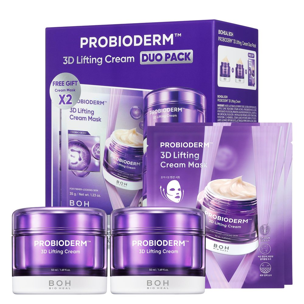 BIOHEAL BOH PROBIODERM 3D Lifting Cream Double Set + Cream Masks | Korean Anti-Aging Face Cream for Wrinkles & Skin Firming | Peptide Face Mask for Jawline Lift | Skincare Gift Set for Women & Men