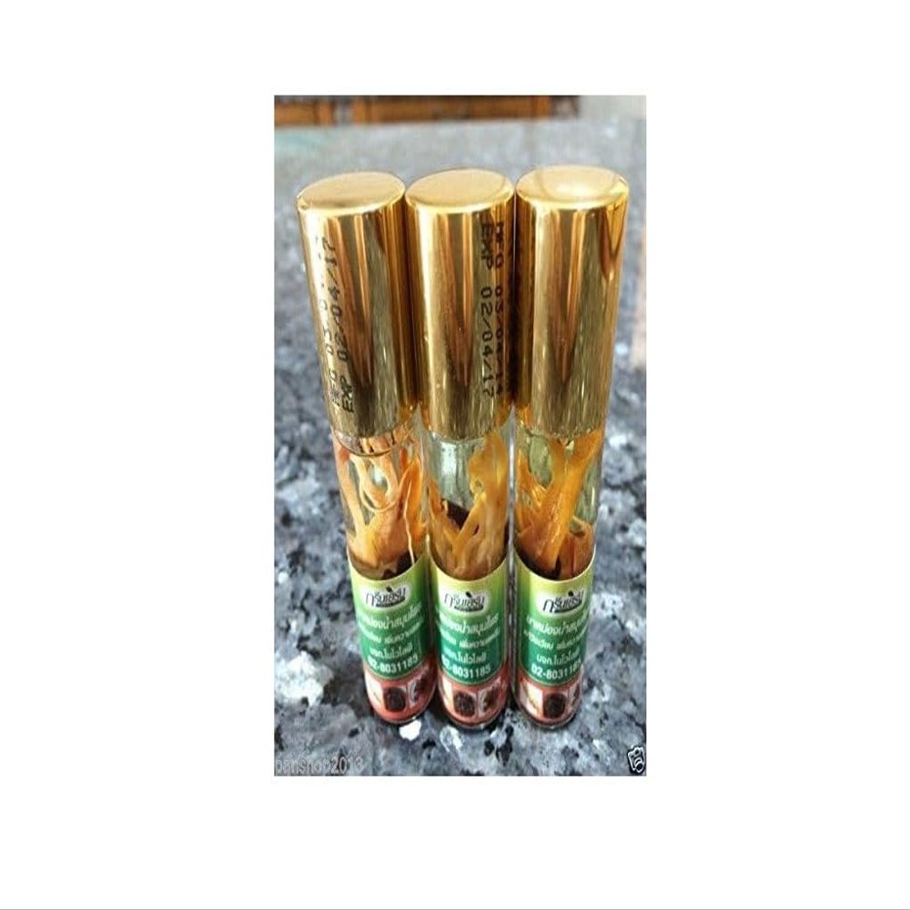 8CC. GREENHERB RELAX AROMA THAI HERBAL OIL REFRESH Relieve stuffy nose 3pcs