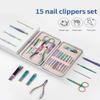 15Pcs Professional Manicure Pedicure Set for Nail Tips Cutter Stainless Steel Nail Clipper Hook Tools Kit for Nail Art view 4