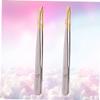 Healvian 2pcs Stainless Steel Eyebrow Tweezers Flat Oblique Mouths for Women Safe Tweezers for Makeup view 2