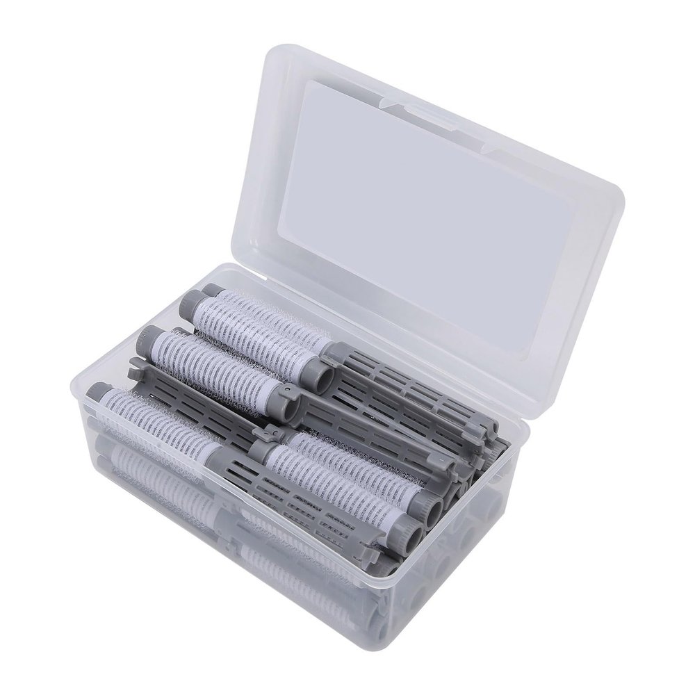 BRRNOO Gray Perm Rods, Heatless Curlers Rollers 20Pcs Set Kit for Long Short Straight Curly