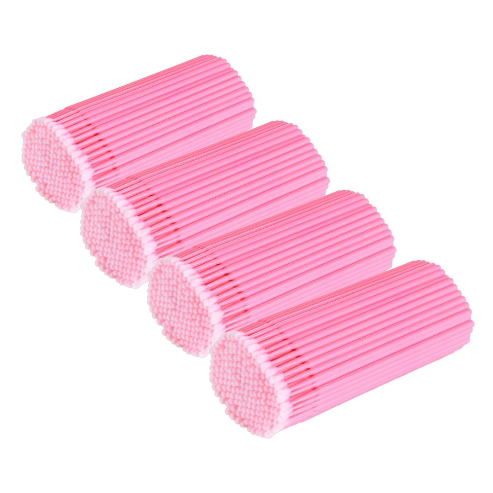 Asnfanl 400PCS Disposable Micro Swabs for Eyelash Extension with Storage Box, 2.0mm Precision Head - Multi-Use for Makeup App/Correction, Jewelry & Computer Cleaning (Pink)