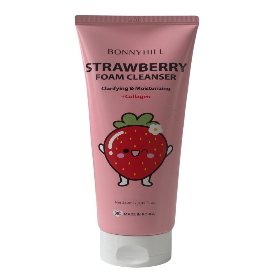 BONNY HILL Strawberry Foam Cleanser, Clarifying and Moisturizing + Collagen 250ml/8.45 fl oz, Korean Skincare (Strawberry)
