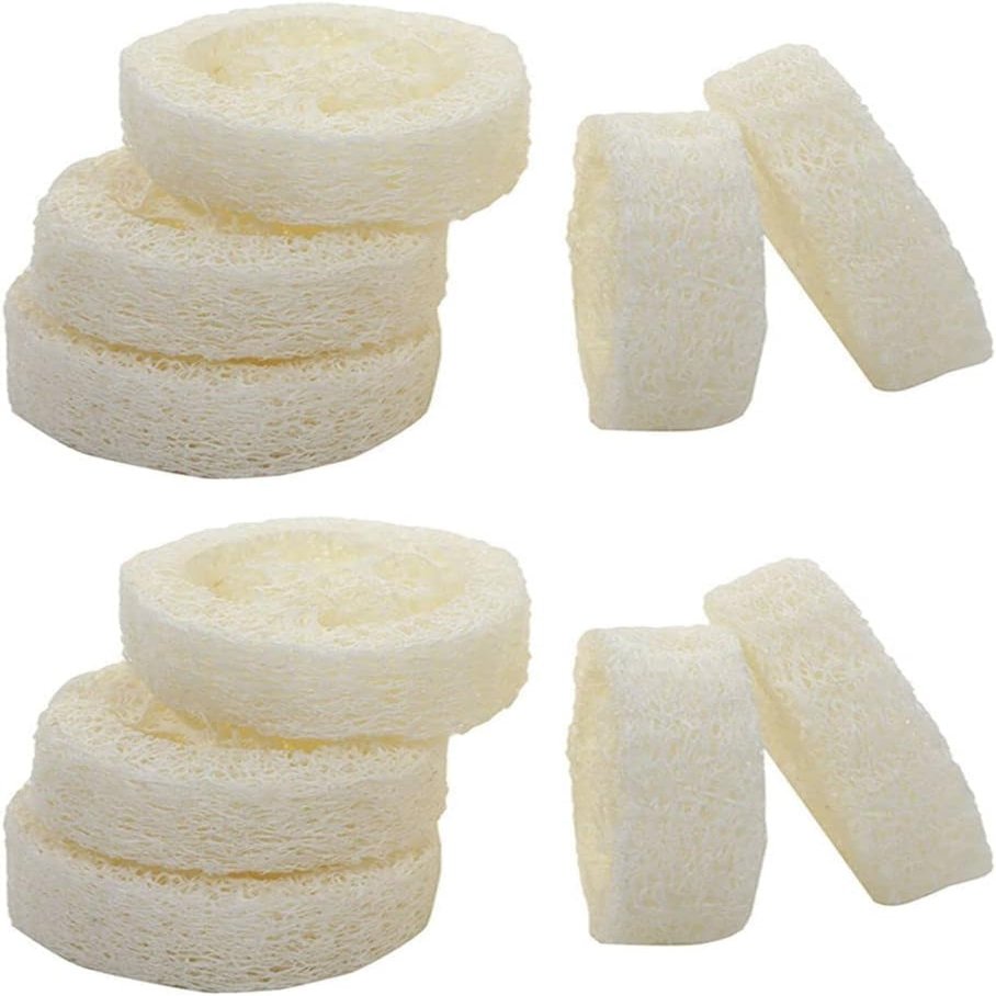10 Pcs White Natural Loofah Slices for Soap Making, Loofah Exfoliating Body Sponge Scrubber for Skin Care Loofa Soap Supplies Personal Care Bathing Accessories