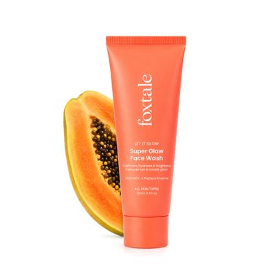 FoxTale Vitamin C Super Glow Face Wash with Papaya enzyme | Reduces Tan | Boosts Glow | Gently Exfoliates & Brightens Skin | Reduces Pigmentation | Face Wash for Men & Women (15ml)