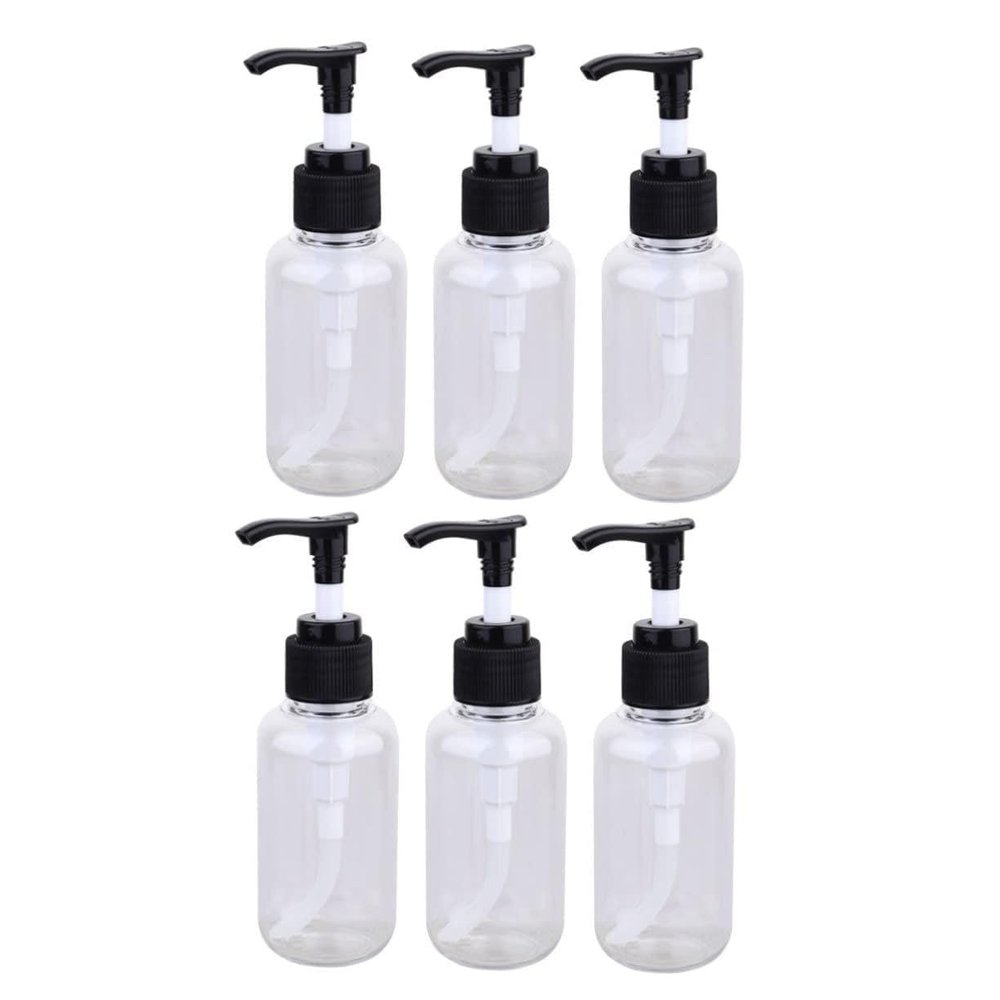HEATSHAKING 6Pcs 100ml Brown PET Emulsion Bottles Press Pump for Shower Gel and Lotion Refillable Subpackaging Bottles for Bathroom Use