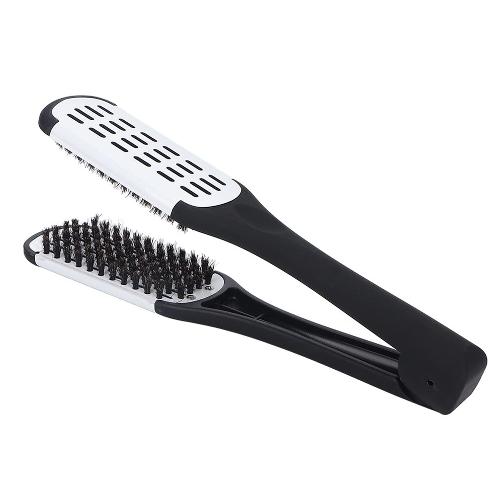 BRRNOO Double Sided Beard Straightening Comb Clamp Brush Professional Styling Tool for Smooth Grooming Black and White