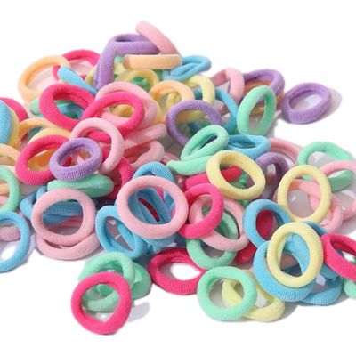 100 PCS Soft Mini Baby Hair Ties No Damage, Stretchy Nylon, Pastel 7 Colors for Toddlers & Infants