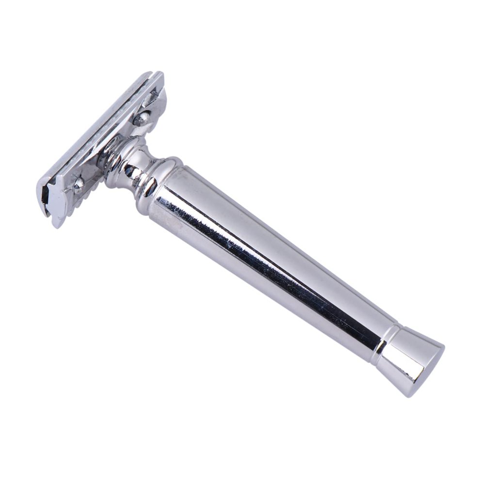 DEARMAMY Old Fashioned Hand Shaver Durable Beard Trimming Tool for Father's Day Lightweight Razor for Men Practical Design Easy to Use Construction Silver