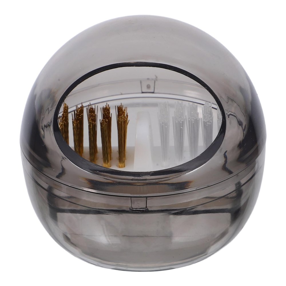 NULYLU Nail Drill Bit Cleaner Brush Case Manicure Brush Box with Clear Protective Cover for Efficient Cleaning of Nail Art Tools Soft Hard Bristles for Mess Use Salons DIY Projects
