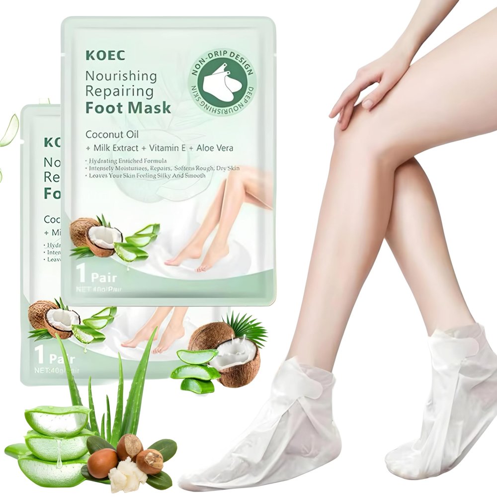 (2-Packs) Instant Repair Ultra Hydrating Foot Mask + Vitamin E, Aloe Vera, Milk Extract & 5 other Herbs | Super Moisturising & Hydrates Cracked Heels Peel Off Dead Skin | Baby Soft Feets