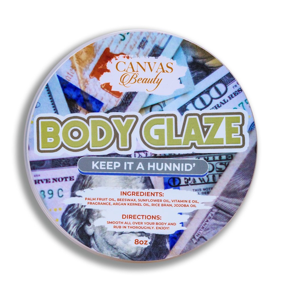 Canvas Beauty Body Glaze, Keep It A Hunnid - Moisturizing Non-Greasy Body Butter for Women With Beeswax, Jojoba Oil, and Rice Bran for Soft and Glossy Skin