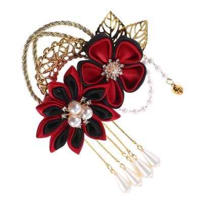 PLAFOPE Vintage Floral Tassel Hair Clip Elegant Chinese Hairpin for Hanfu Kimono Comfortable Lightweight Accessory for Women for Festive Events and Traditional Attire