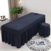 Black,75x190cm(S),LDLCYCN Massage Table Bed Cover with Skirt Lash Bed Skirt with Face Hole Massage Table Fitted Sheet with Elastic Band Spa Bed Cover Square Round Head Machine Washable view 1