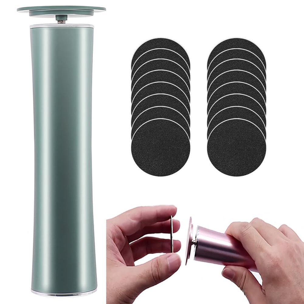 AGFKXO Electric Foot File - Electric Callus Remover for Feet - Rechargeable Electric Foot Callus Remover with 60pcs Sandpaper Discs - Pedicure Tools for Feet Callus Remover,Green