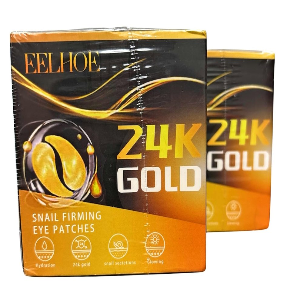 24K Gold Snail Firming Eye Patches, Hydrating and Glowing Treatment 2 PK