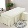 Beige,60x180cm(R),LDLCYCN Massage Table Bed Cover with Skirt Lash Bed Skirt with Face Hole Massage Table Fitted Sheet with Elastic Band Spa Bed Cover Square Round Head Machine Washable view 1